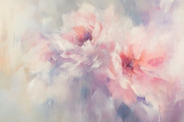 Poster - Soft floral artwork with pastel hues showcasing pink and lavender blooms in a delicate feminine design