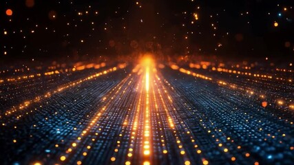 Fototapete - This visualization depicts a vibrant quantum computing landscape showcasing qubits in superposition amid sparkling particles.