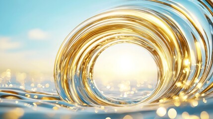 Wall Mural - storm swirl marine weather. a shimmering wave captures sunlight, creating a mesmerizing effect with 