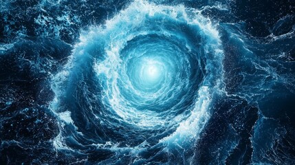 Wall Mural - storm swirl marine weather. a mesmerizing swirl of blue ocean waves, creating a vortex effect, with 