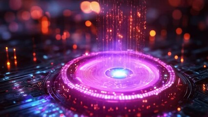 Fototapete - An intricate quantum circuit showcases qubits in superposition and entanglement. The vibrant colors highlight decoherence effects while illustrating the complex interactions of quantum states.