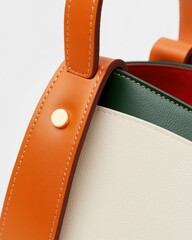 Poster - Minimalist Urban Workspace Chic Color-Block Leather Laptop Messenger Redefining Professional Mobility for Modern Digital Nomads and Creative Entrepreneurs