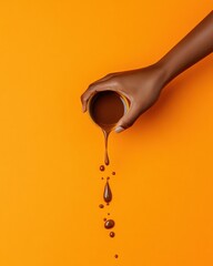 Aufkleber - Liquid Gold Flow Minimalist Coffee Pouring Aesthetic - Dynamic Urban Visual Storytelling for Beverage Branding and Creative Content Marketing