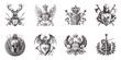 © fusiangkara - Heraldic collection of fantasy medieval coat of arms, crests and insignias decoration elements