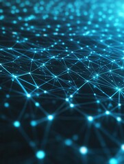 Aufkleber - Futuristic grid visualization showcasing holographic effects and glowing node representing digital innovation