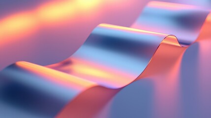 Wall Mural - a dynamic iridescent glass ribbon with morphing colors, twisting and glowing in a futuristic, digita
