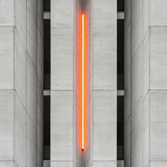 Poster - Minimalist Urban Brutalism Neon-Illuminated Concrete Design Showcasing Architectural Innovation and Digital Aesthetic Fusion in Modern Urban Spaces