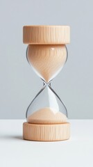 Poster - Minimalist Time Mastery Elegant Wooden Hourglass for Productivity and Mindful Work-Life Balance in Modern Digital Wellness Era