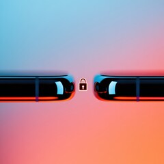 Leinwandbilder - Gradient Secure Connect Minimalist Cybersecurity Visualization with Encrypted Smartphone Data Transfer in Immersive Gradient Aesthetic for Digital Privacy Solutions