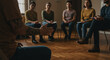 © StockWorld - Therapy Group Session: Open Communication & Support. People Talking in a Circle, Mental Health & Wellbeing, Coping Skills, Guidance, Encouragement.