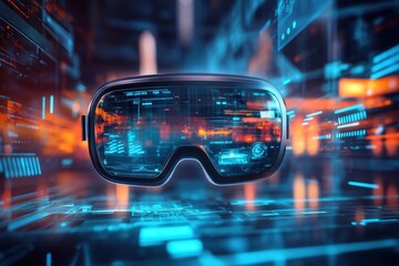 Poster - Futuristic mixed reality environment featuring augmented reality elements and immersive digital textures