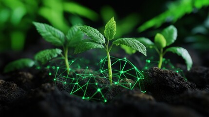 Aufkleber - Cybernetic Ecosystems Next-Gen Urban Agriculture Visualization - Sustainable Smart Farming Technology with AI-Driven Interconnected Plant Networks