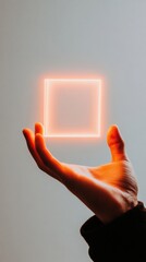 Leinwandbilder - Immersive AR Interaction Glowing Holographic Interface Emerging from Human Hand - Next-Generation Digital Experience in Minimalist Tech Visualization