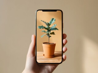 Aufkleber - Augmented Reality Home Styling Interactive Digital Plant Visualization with Fiddle Leaf Fig on Minimalist Tech-Enabled Interior Design Platform