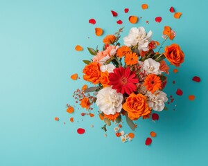 Poster - Vibrant Botanical Explosion Dynamic Luxury Event Design with Scattered Floral Petals - Modern Celebration Aesthetics for Creative Marketing Experiences