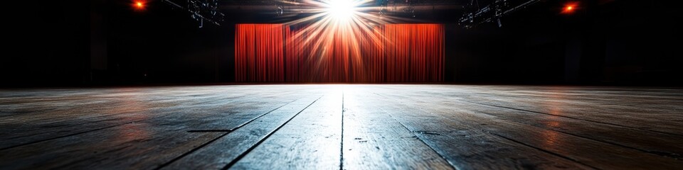 Aufkleber - Immersive Theatrical Storytelling Dramatic Stage Design with Vintage Lighting and Industrial Minimalism for Cinematic Performance Experiences