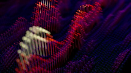 Wall Mural - big data complex wave graph animation. quantum computing. cyber space of ai technology. futuristic g