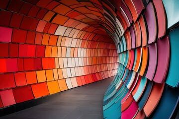 Leinwandbilder - Immersive Color Psychology Futuristic Digital Tunnel Design Exploring Spatial Perception and Emotional Architectural Innovation for Next-Gen Creative Environments