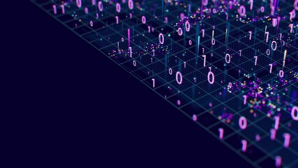 Wall Mural - quantum computing animation. big data information processing. cyber space of ai technology learning.