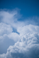 Wall Mural - fluffy white clouds fill the sky, creating a stunning contrast against the deep blue backdrop