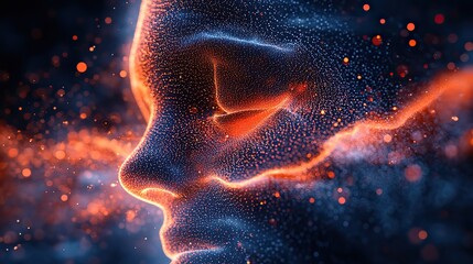 Wall Mural - sound waves, visualized as they enter a human ear, represent hearing and auditory perception, highli