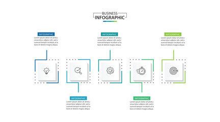 Wall Mural - 5 step infographic element design vector template for presentation.