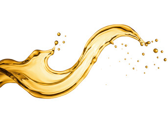 a dynamic splash of thick glossy golden liquid captured in motion isolated on transparent background