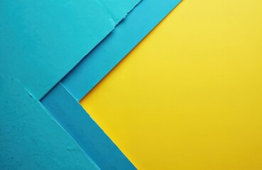Aufkleber - Abstract background with blue, yellow geometric paper layers. Flat lay composition, bold colors, stylish tones. Creative design element with empty copy space for text or graphic content.