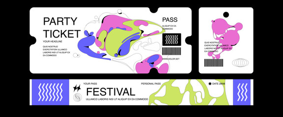 control ticket bracelets for events, disco, festival, fan zone, party, staff. vector mockup of a fes