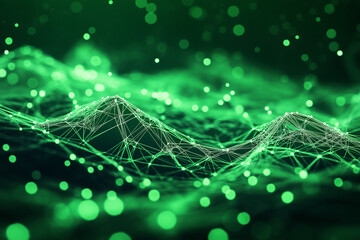 Wall Mural - an abstract image showing the flow of digital assets in a green economy, with interconnected network