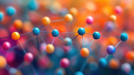 Wall Mural - dynamic molecule interaction abstract science visualization colorful background bright clay networki