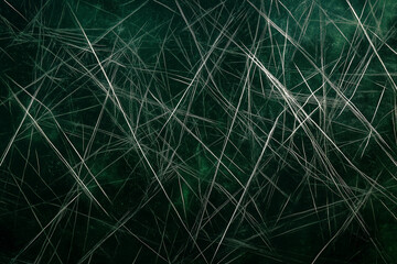 Wall Mural - green abstract geometric scratches background lines. modern abstract black dark green effect pattern