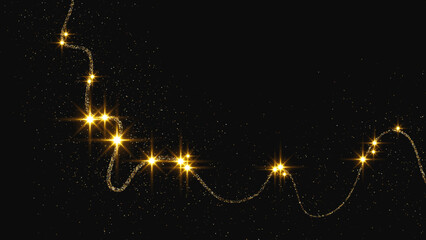 Wall Mural - gold glittering confetti wave and stardust