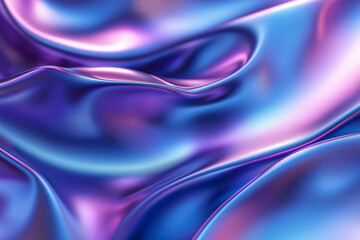 Wall Mural - wavy blue and purple abstract background extreme close-up. 3d renders metallic liquid background. ab