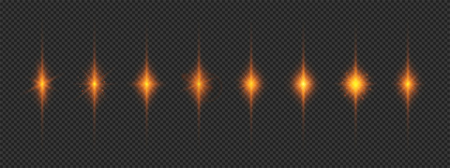 Wall Mural - set of orange light effects of lens flares