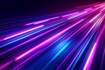 Wall Mural - abstract diagonal streaks of vibrant neon light on a dark background. a cascade of purple and blue l