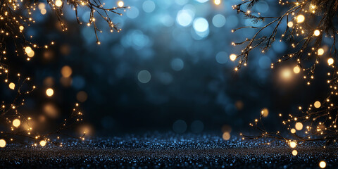 Wall Mural - A dark blue background with a bright blue sky and a few lights