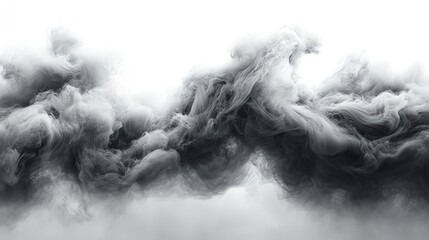 Wall Mural - dark smoke rises against white, creating abstract shapes ideal for pollution, industry, or abstract 