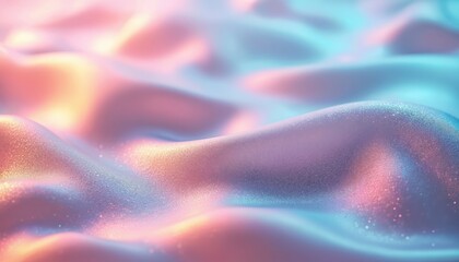 Poster - Holographic iridescent folds with rainbow gradient pearl material. Aesthetic y2k vibrant design for retro vintage fantasy cover. Holograph foil waves, pastel colors background. Fabric material with