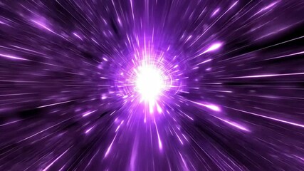 Wall Mural - Vibrant purple burst depicting energetic movement toward a bright center in a cosmic space environment