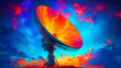 © Kingdola - Cosmic Signal:  A vibrant abstract illustration of a satellite dish with glowing, energy-like colors.