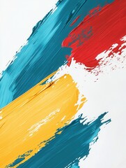 Aufkleber - Bold abstract background with teal, yellow, and red paint strokes creates an inspiring artistic vibe with room for text