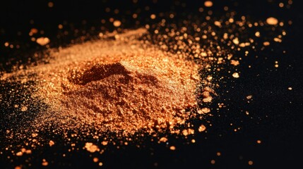 Canvas Print - fine golden powder dust on dark surface for background use
