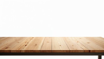 Aufkleber - Isolated empty wood table with transparent, white background. Light brown wooden boards with natural texture. Perfect background for product presentation, food display, object montage design mockup