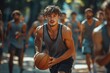 © Georgii - Young man focused on outdoor basketball game with dynamic energy and passion
