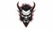 © Edo - Pixel Art Portrait of a Devil with Red Eyes Horns and a Fierce Grin on a White Background