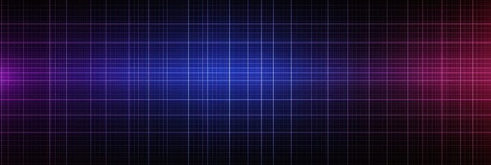 Leinwandbilder - Abstract digital pattern of glowing neon lines creating a sleek grid design with blue and purple shades in a modern aesthetic