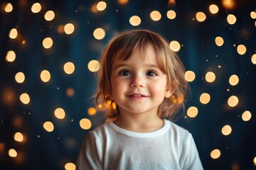 Wall Mural - elegant holiday illumination with sparkling string lights in warm tones, delicately arranged over a 