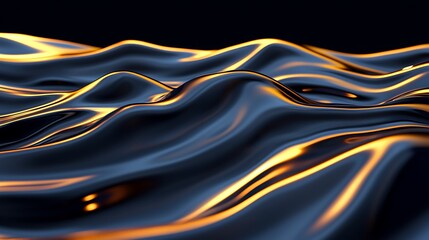 Poster - Abstract Gold and Dark Liquid Waves Background