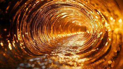 Poster - Abstract Golden Swirling Vortex Liquid Texture Background